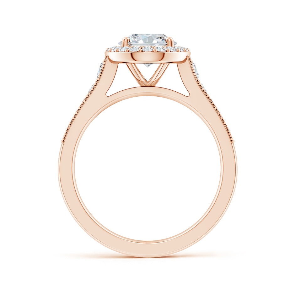 9x7mm FGVS Lab-Grown Oval Diamond Halo Engagement Ring with Milgrain in 18K Rose Gold side 199