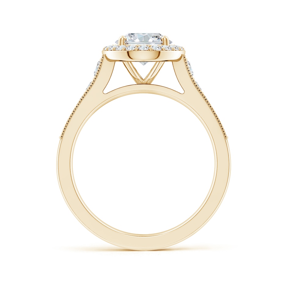 9x7mm FGVS Lab-Grown Oval Diamond Halo Engagement Ring with Milgrain in 18K Yellow Gold side 199