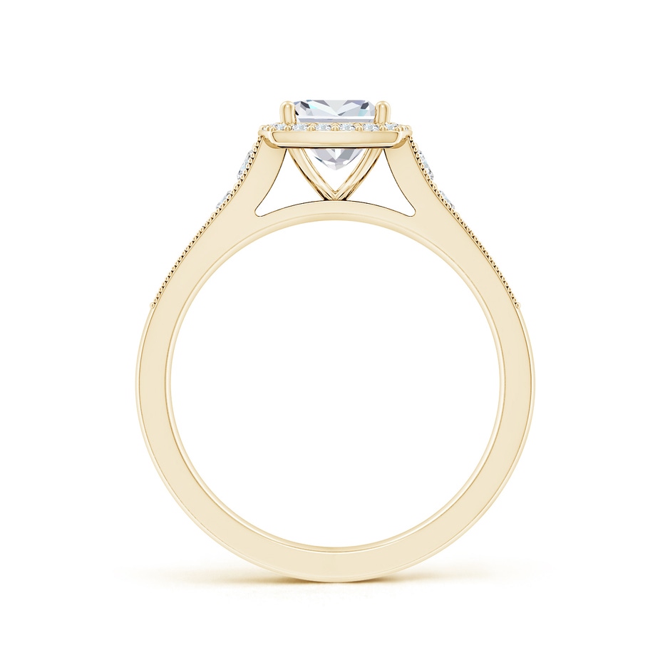 5.5mm FGVS Lab-Grown Cushion Diamond Halo Engagement Ring with Milgrain in Yellow Gold side 199