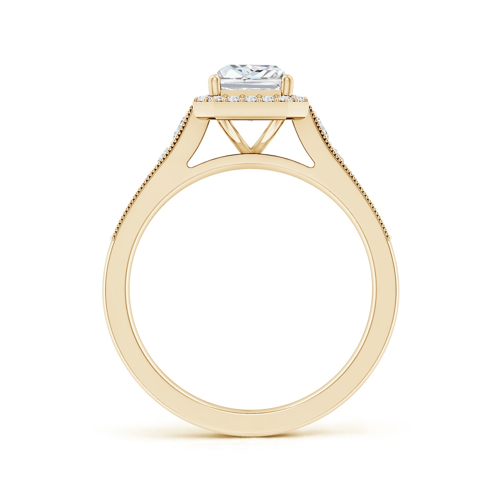 7.5x5.8mm FGVS Lab-Grown Radiant-Cut Diamond Halo Engagement Ring with Milgrain in Yellow Gold - side 199