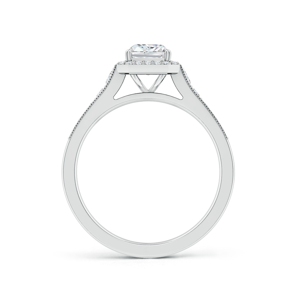 7x5mm FGVS Lab-Grown Radiant-Cut Diamond Halo Engagement Ring with Milgrain in White Gold - side 199