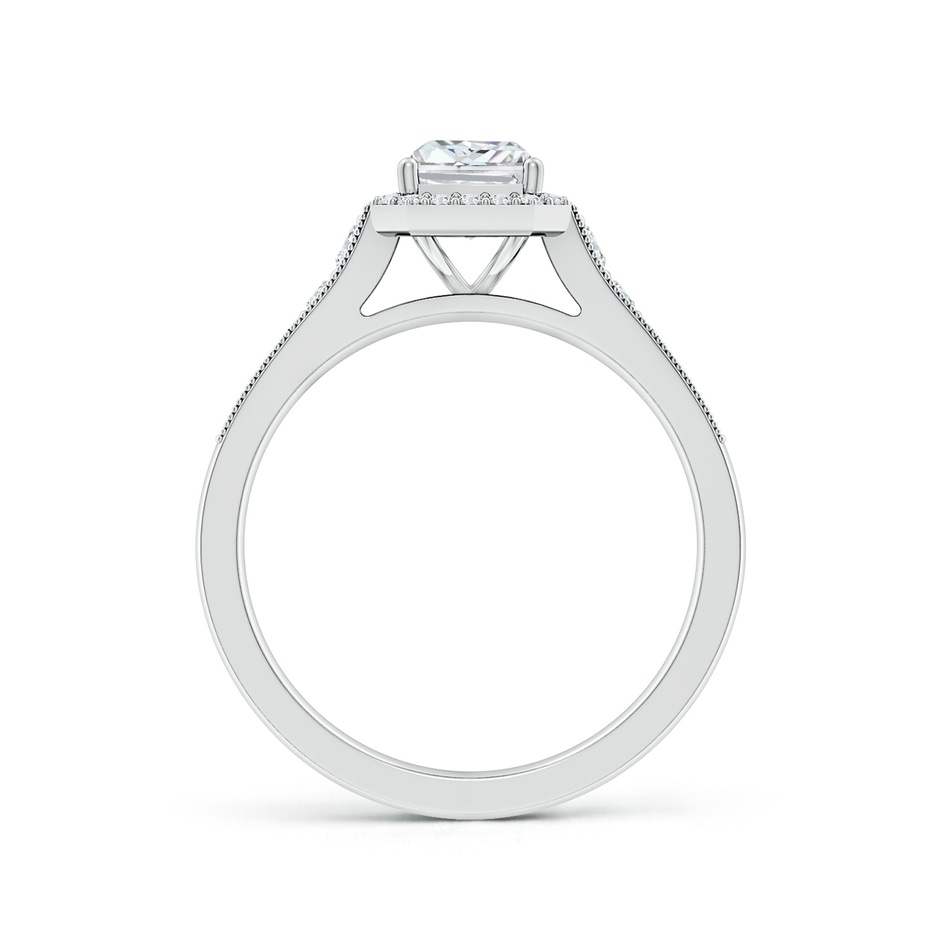 7x5mm FGVS Lab-Grown Radiant-Cut Diamond Halo Engagement Ring with Milgrain in White Gold side 199