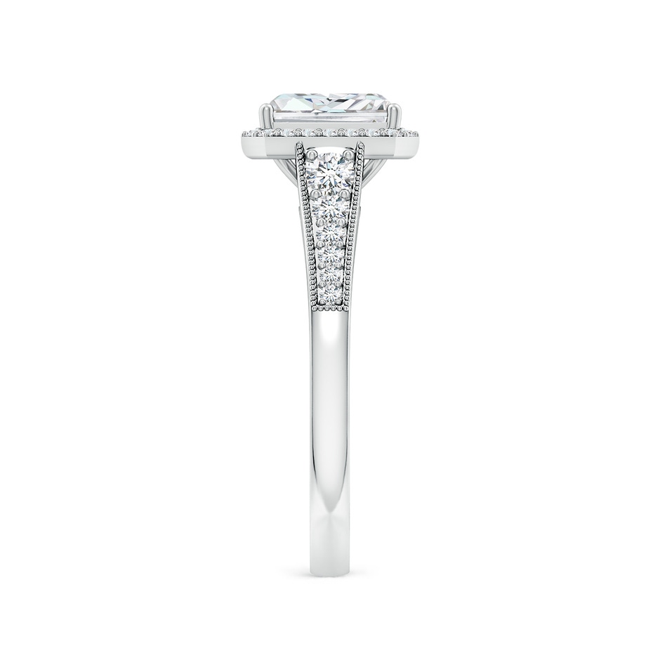 7x5mm FGVS Lab-Grown Radiant-Cut Diamond Halo Engagement Ring with Milgrain in White Gold side 299