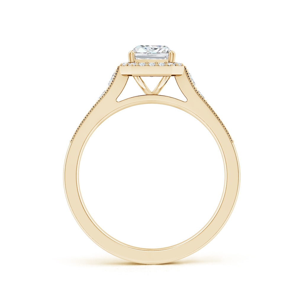 7x5mm FGVS Lab-Grown Radiant-Cut Diamond Halo Engagement Ring with Milgrain in Yellow Gold Side 199