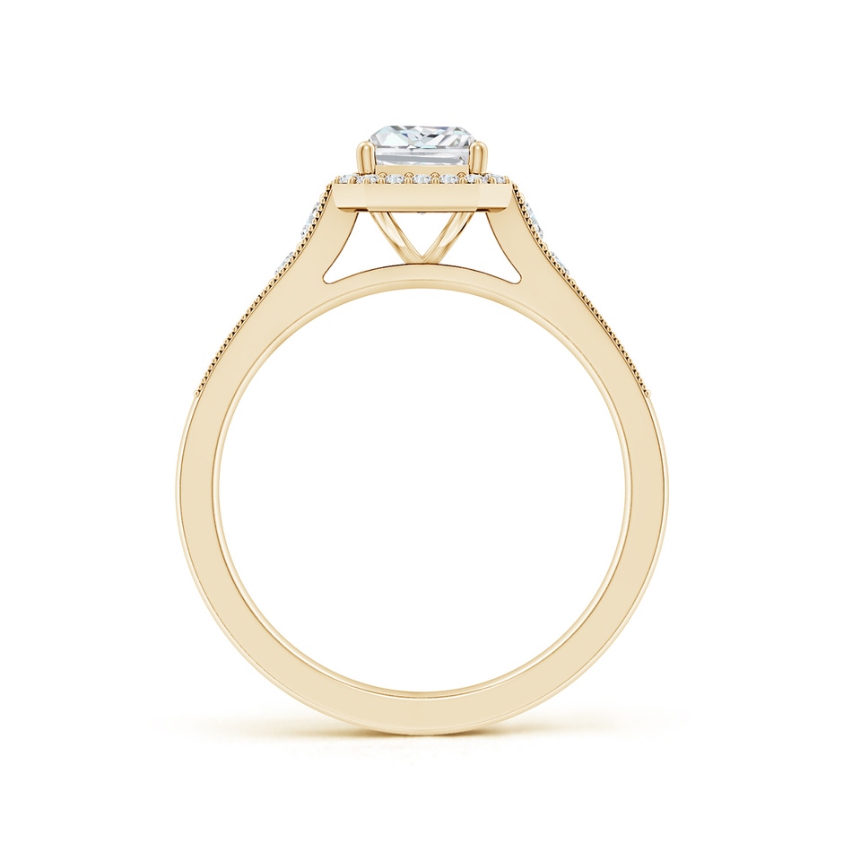 7x5mm FGVS Lab-Grown Radiant-Cut Diamond Halo Engagement Ring with Milgrain in Yellow Gold side 199