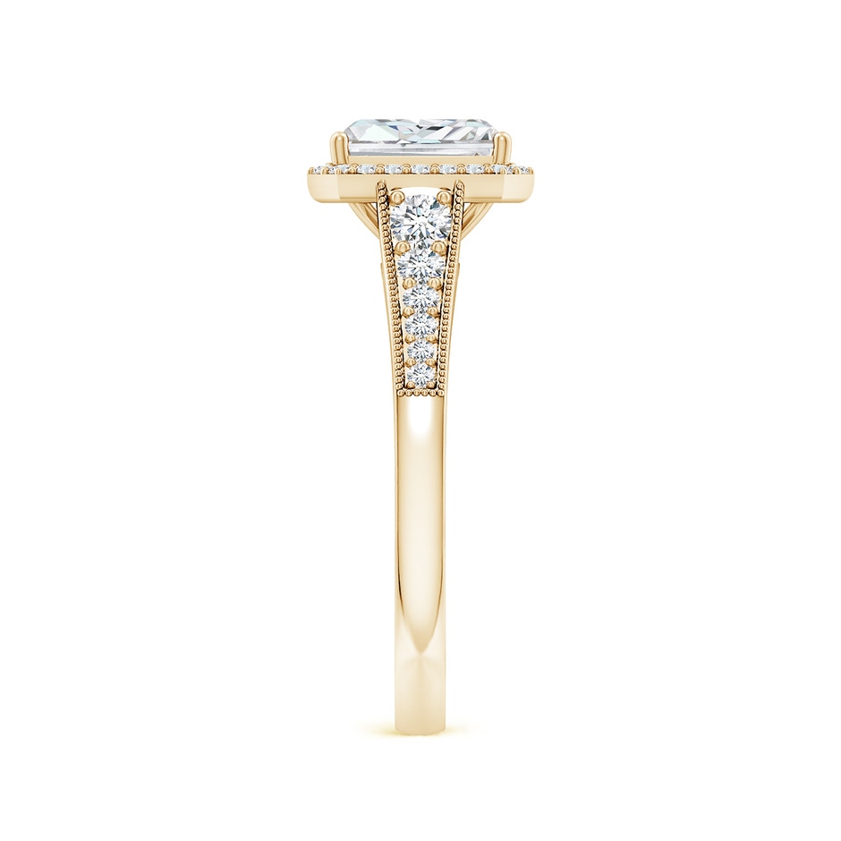 7x5mm FGVS Lab-Grown Radiant-Cut Diamond Halo Engagement Ring with Milgrain in Yellow Gold side 299