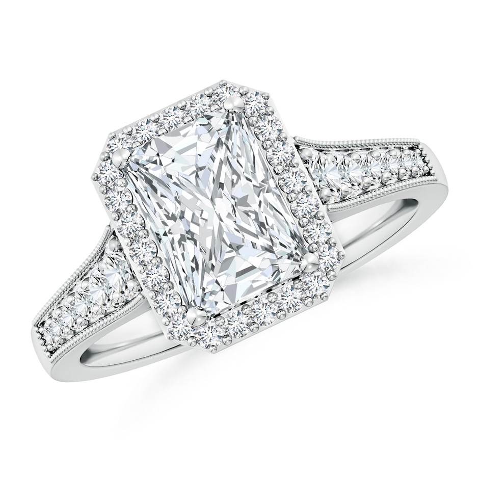 8x6mm FGVS Lab-Grown Radiant-Cut Diamond Halo Engagement Ring with Milgrain in P950 Platinum 