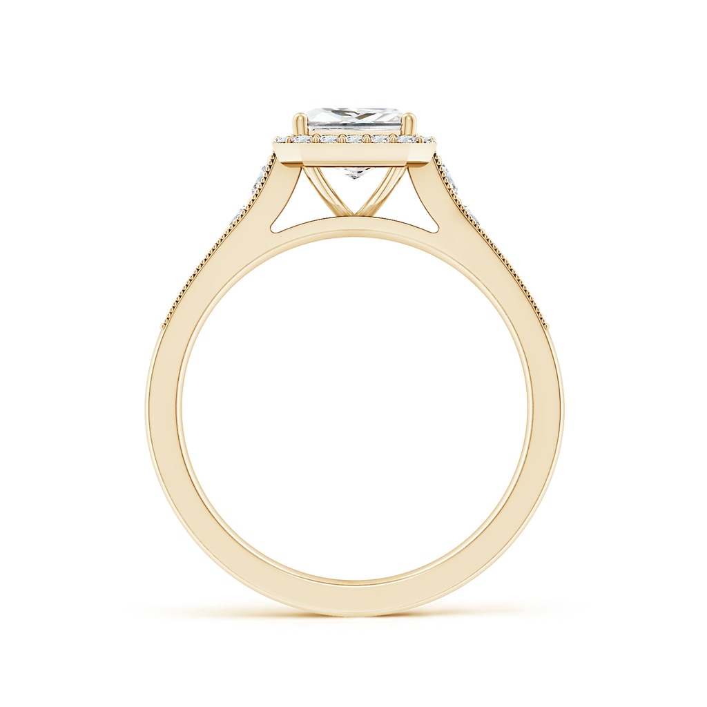 5.5mm FGVS Lab-Grown Princess-Cut Diamond Halo Engagement Ring with Milgrain in Yellow Gold Side 199