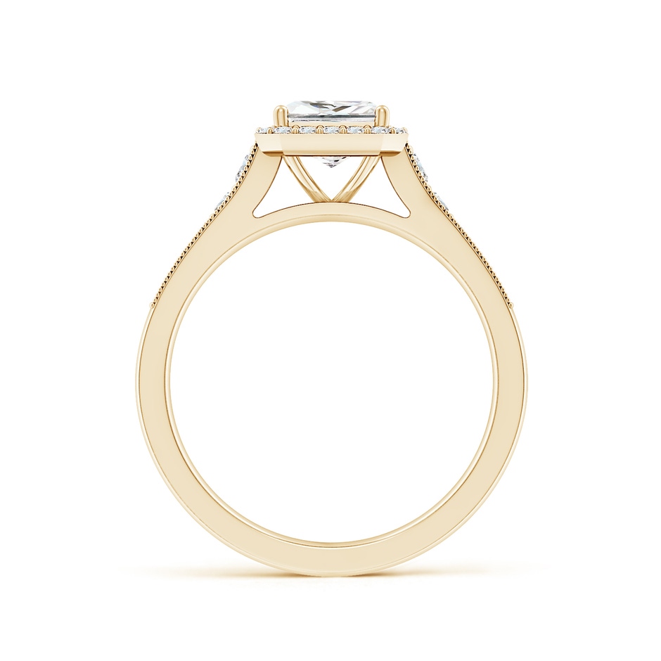 5.5mm FGVS Lab-Grown Princess-Cut Diamond Halo Engagement Ring with Milgrain in Yellow Gold side 199