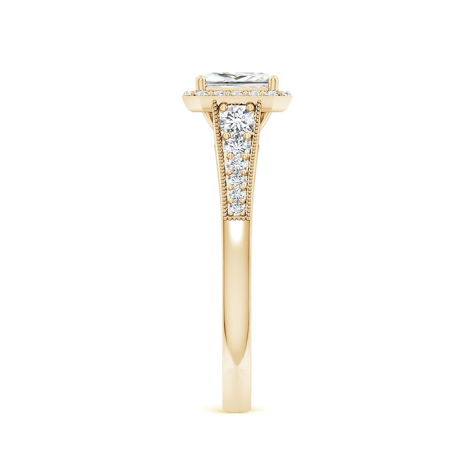 5.5mm FGVS Lab-Grown Princess-Cut Diamond Halo Engagement Ring with Milgrain in Yellow Gold side 299