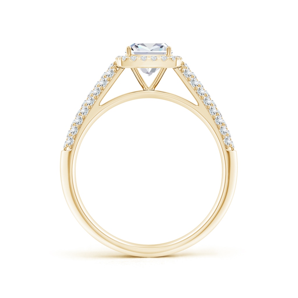 5.5mm FGVS Lab-Grown Cushion Diamond Halo Engagement Ring with Pave-Set Accents in Yellow Gold Side 199