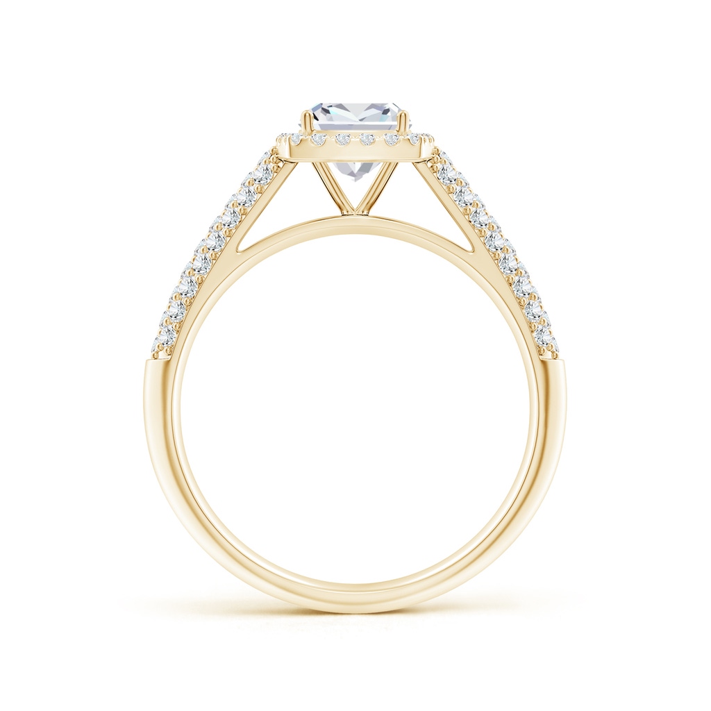 5.5mm FGVS Lab-Grown Cushion Diamond Halo Engagement Ring with Pave-Set Accents in Yellow Gold - side 199