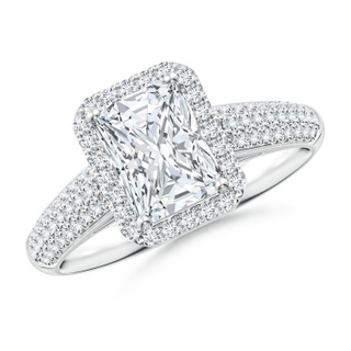 7.5x5.8mm FGVS Lab-Grown Radiant-Cut Diamond Halo Engagement Ring with Pave-Set Accents in P950 Platinum