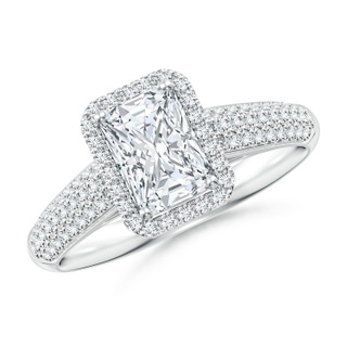 7x5mm FGVS Lab-Grown Radiant-Cut Diamond Halo Engagement Ring with Pave-Set Accents in P950 Platinum