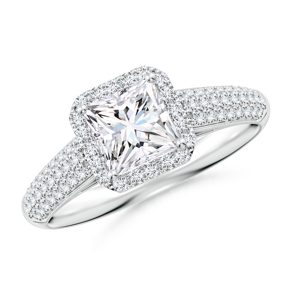 5.5mm FGVS Lab-Grown Princess-Cut Diamond Halo Engagement Ring with Pave-Set Accents in P950 Platinum 