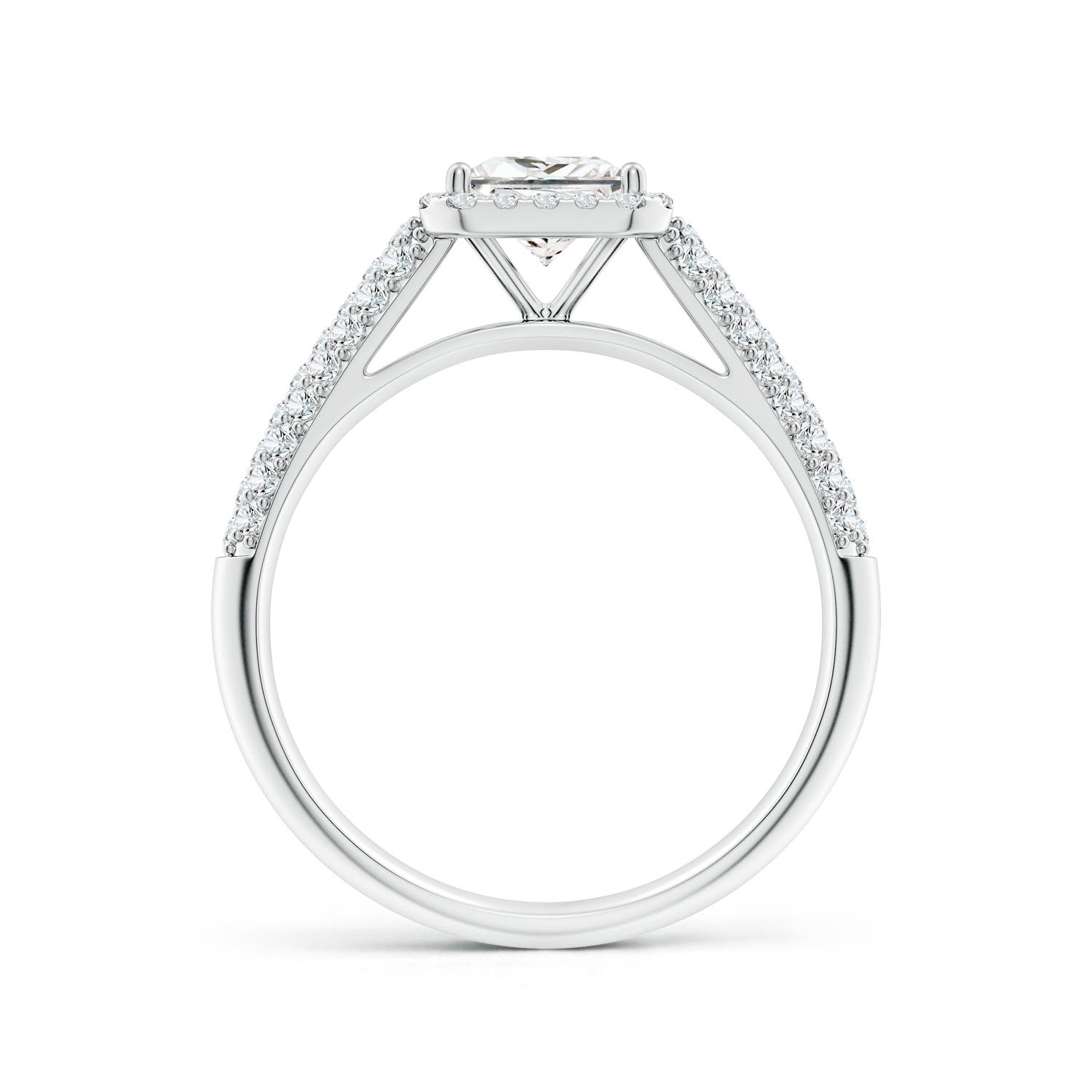 5.5mm FGVS Lab-Grown Princess-Cut Diamond Halo Engagement Ring with Pave-Set Accents in White Gold - side 3