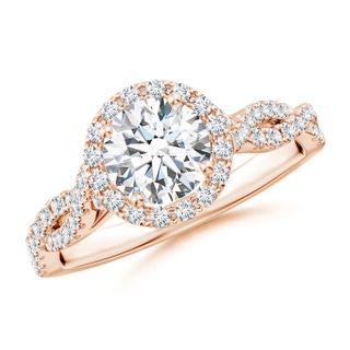 6.5mm FGVS Lab-Grown Round Diamond Halo Twisted Shank Engagement Ring in 10K Rose Gold