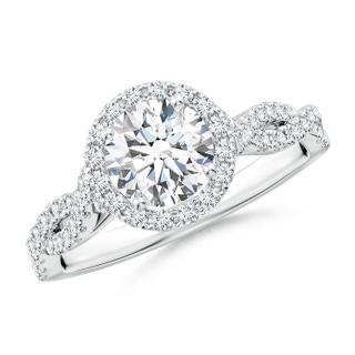 6.5mm FGVS Lab-Grown Round Diamond Halo Twisted Shank Engagement Ring in P950 Platinum