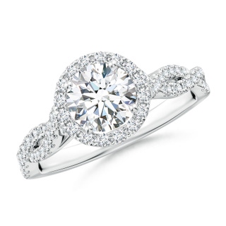 6.5mm FGVS Lab-Grown Round Diamond Halo Twisted Shank Engagement Ring in White Gold