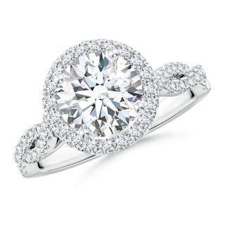 8mm FGVS Lab-Grown Round Diamond Halo Twisted Shank Engagement Ring in P950 Platinum