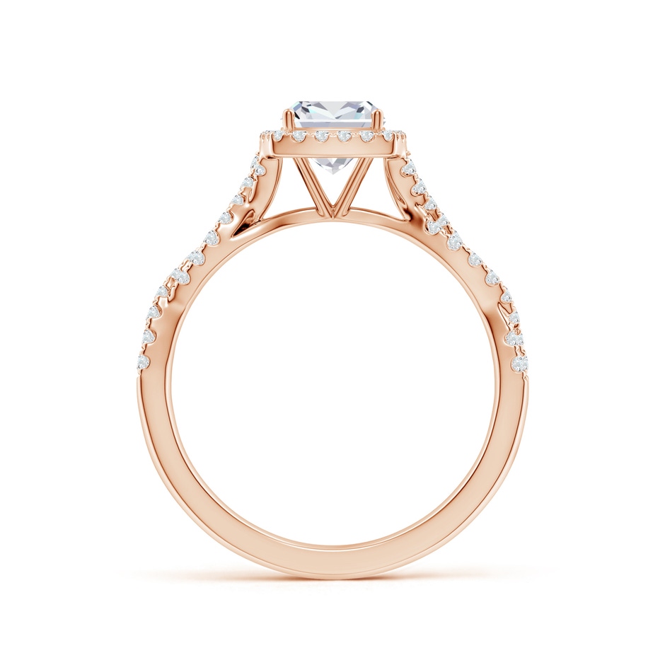5.5mm FGVS Lab-Grown Cushion Diamond Halo Twisted Shank Engagement Ring in Rose Gold side 199