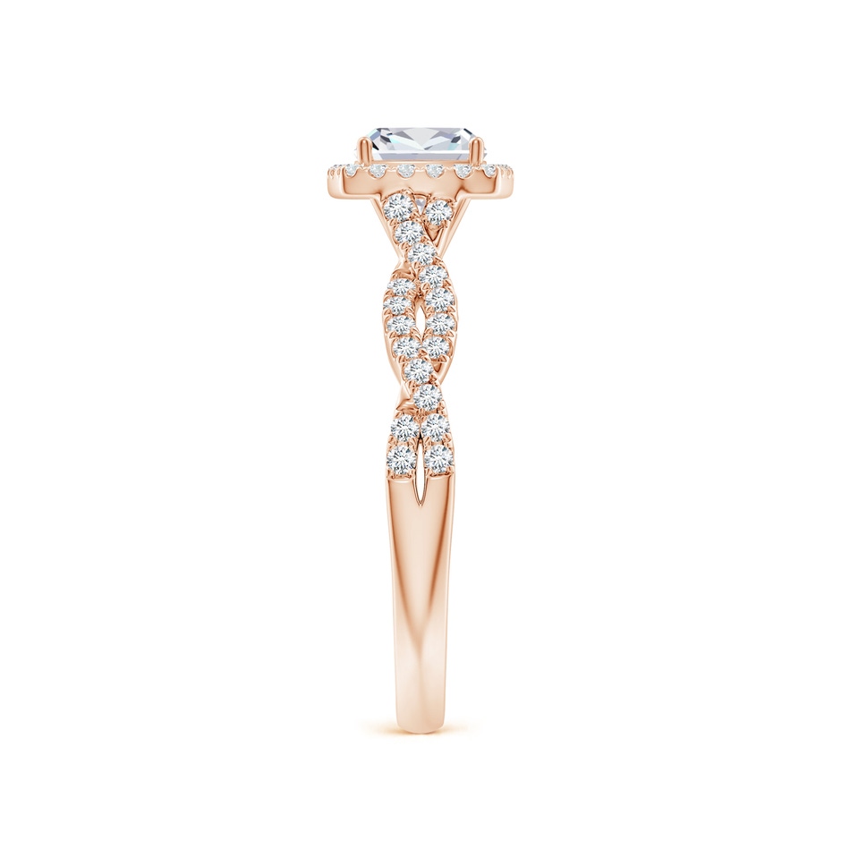 5.5mm FGVS Lab-Grown Cushion Diamond Halo Twisted Shank Engagement Ring in Rose Gold side 299