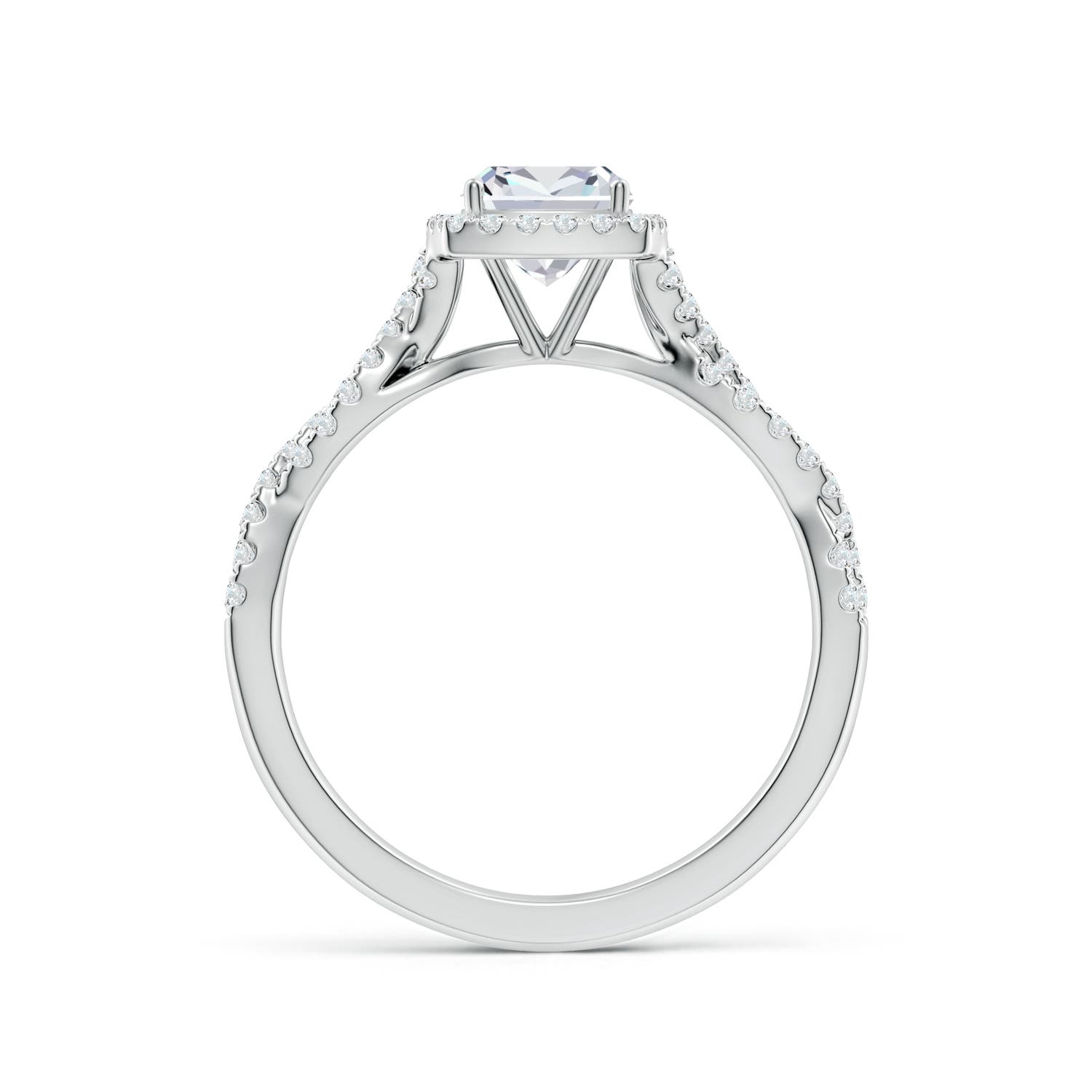 5.5mm FGVS Lab-Grown Cushion Diamond Halo Twisted Shank Engagement Ring in White Gold - side 3