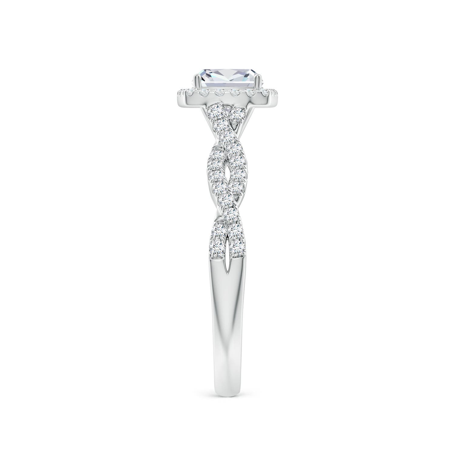 5.5mm FGVS Lab-Grown Cushion Diamond Halo Twisted Shank Engagement Ring in White Gold - side 4