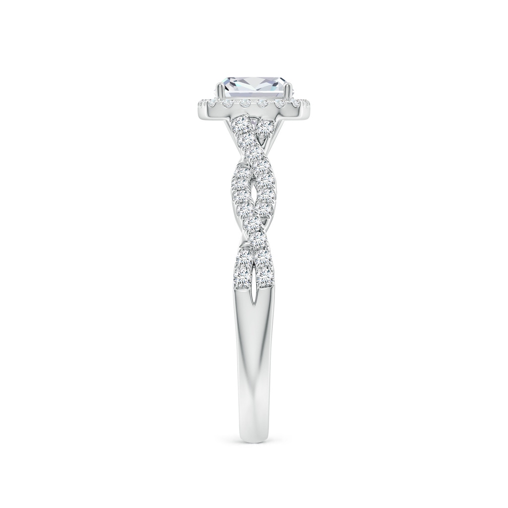 5.5mm FGVS Lab-Grown Cushion Diamond Halo Twisted Shank Engagement Ring in White Gold Side 299