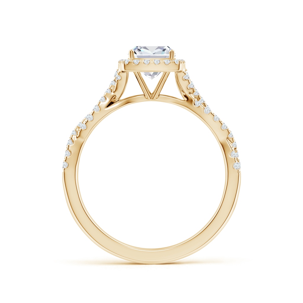 5.5mm FGVS Lab-Grown Cushion Diamond Halo Twisted Shank Engagement Ring in Yellow Gold - side 199