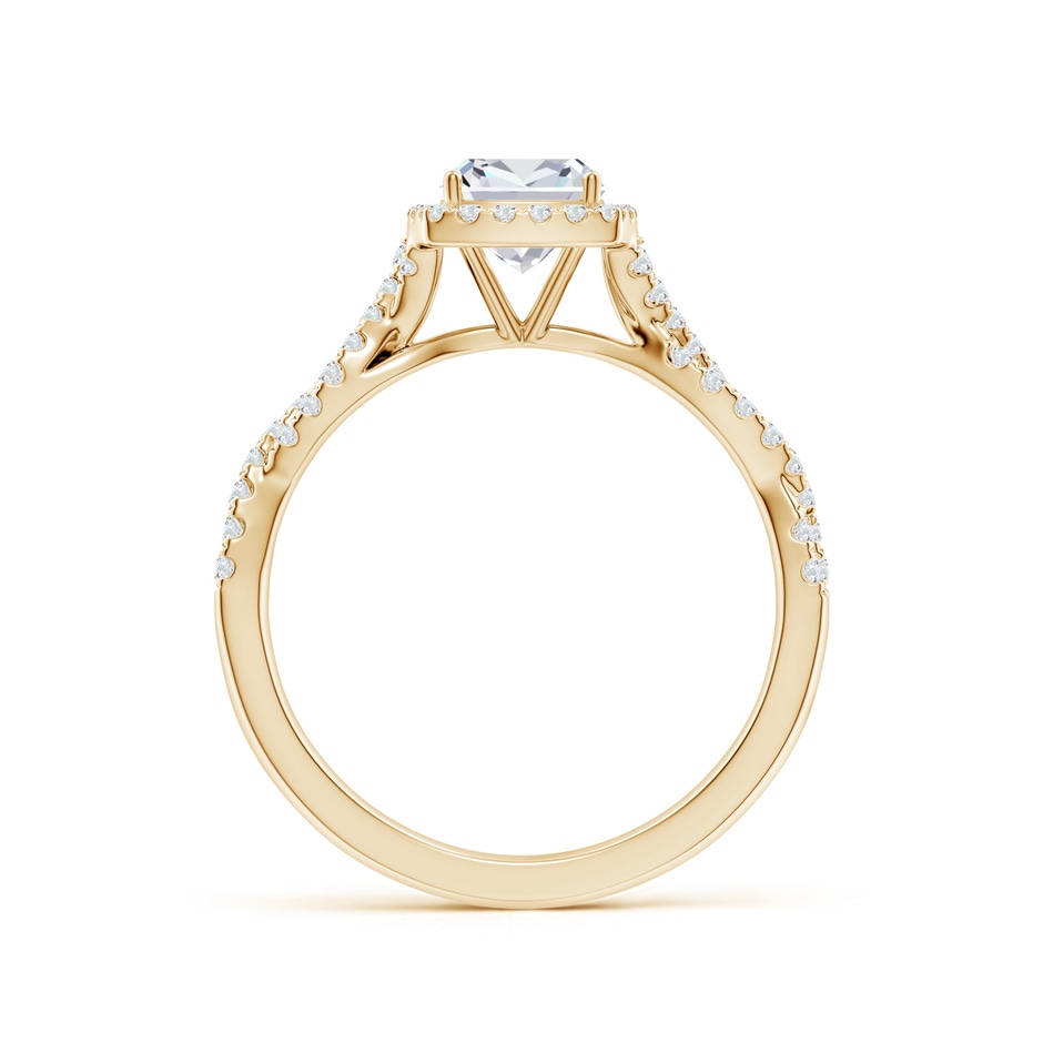 5.5mm FGVS Lab-Grown Cushion Diamond Halo Twisted Shank Engagement Ring in Yellow Gold side 199