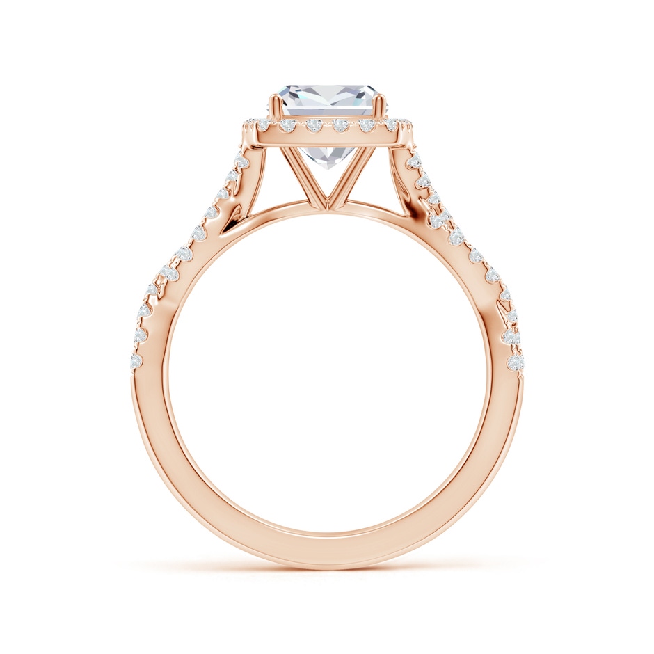 6.5mm FGVS Lab-Grown Cushion Diamond Halo Twisted Shank Engagement Ring in Rose Gold side 199