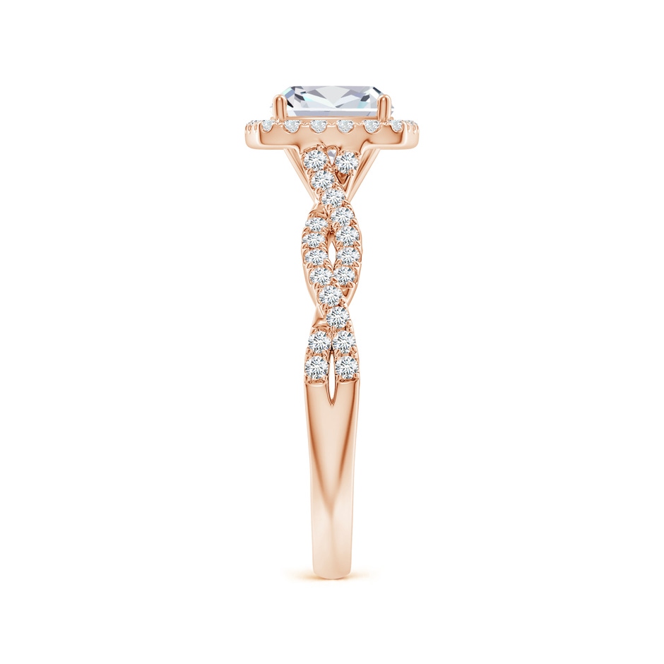 6.5mm FGVS Lab-Grown Cushion Diamond Halo Twisted Shank Engagement Ring in Rose Gold side 299