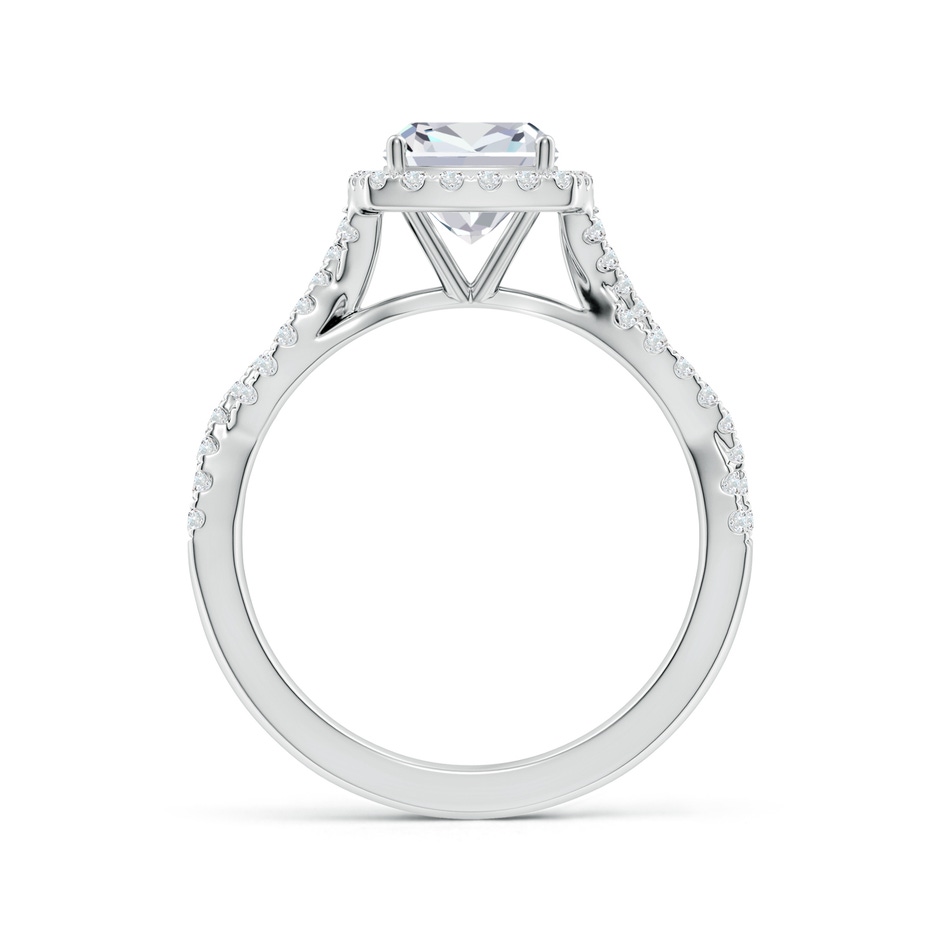 6.5mm FGVS Lab-Grown Cushion Diamond Halo Twisted Shank Engagement Ring in White Gold side 199