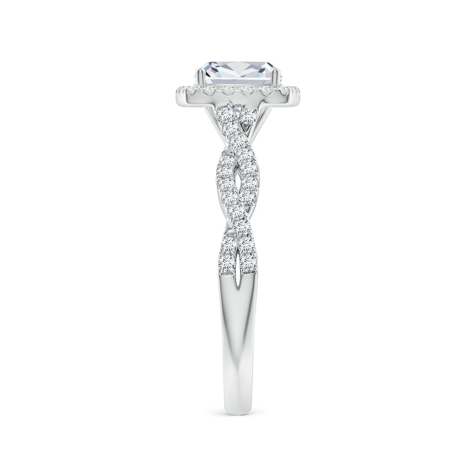 6.5mm FGVS Lab-Grown Cushion Diamond Halo Twisted Shank Engagement Ring in White Gold side 299