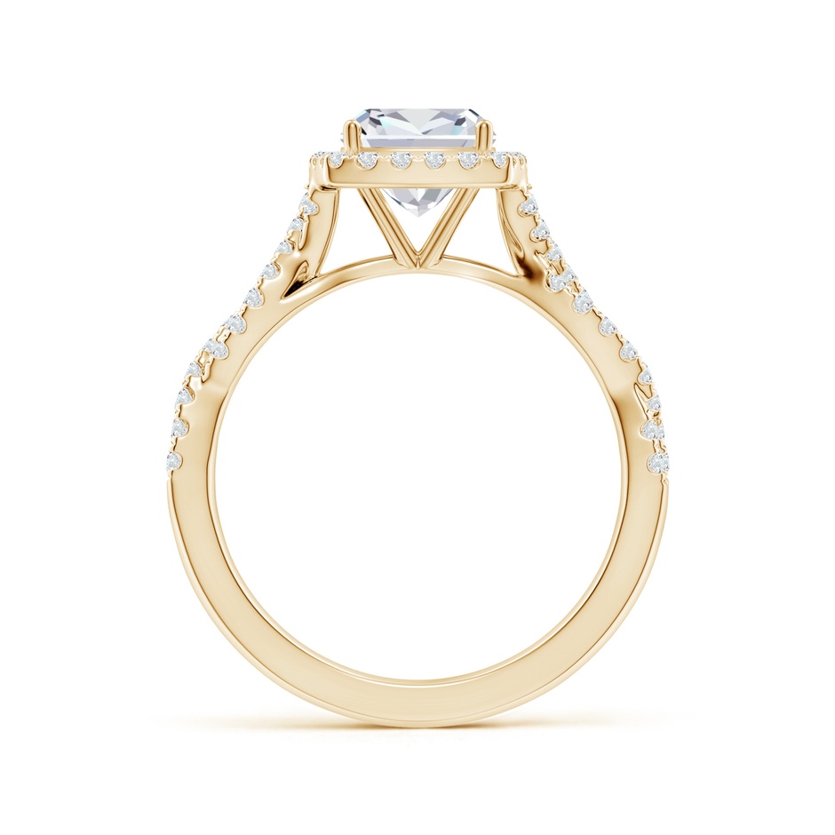 6.5mm FGVS Lab-Grown Cushion Diamond Halo Twisted Shank Engagement Ring in Yellow Gold side 199
