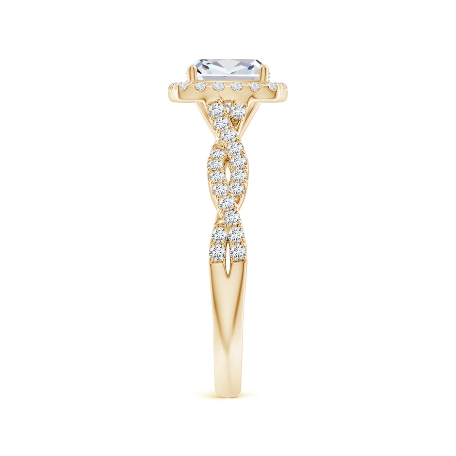 6.5mm FGVS Lab-Grown Cushion Diamond Halo Twisted Shank Engagement Ring in Yellow Gold side 299