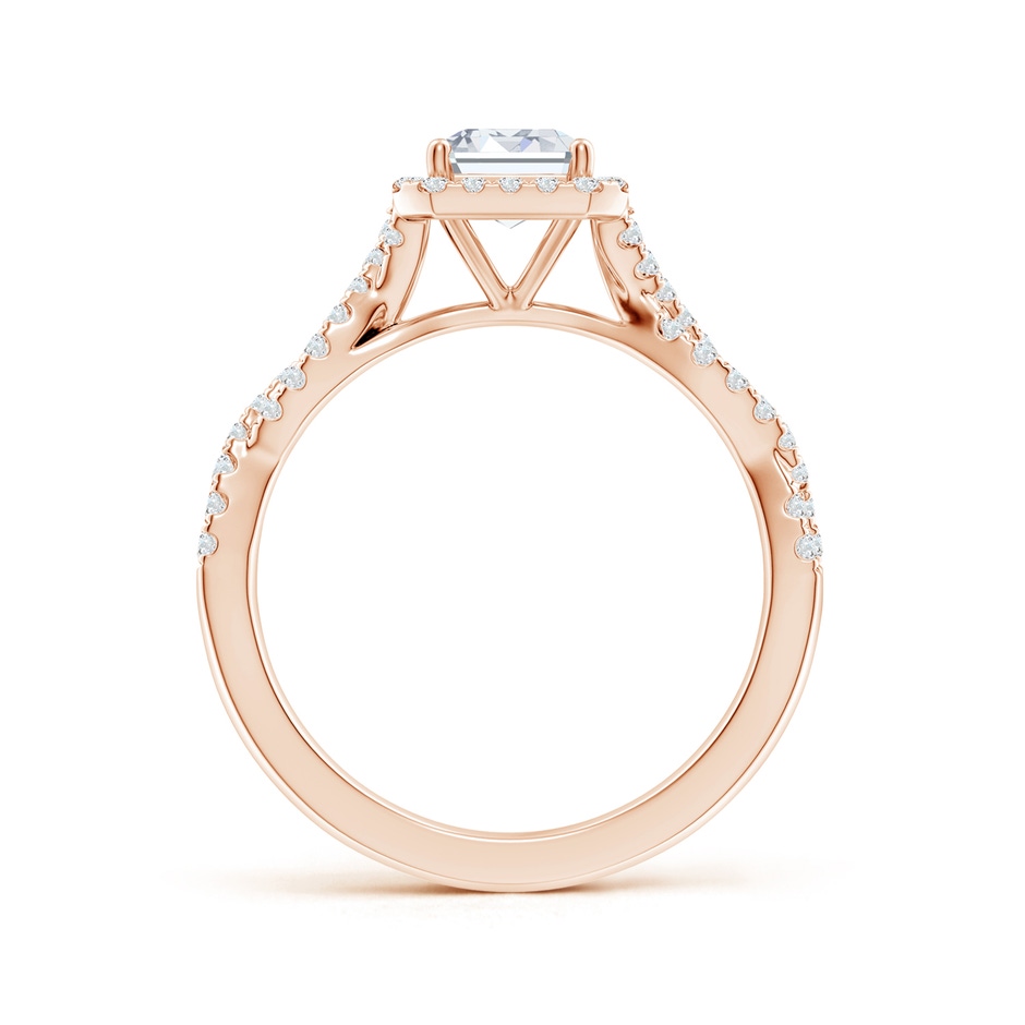 7.5x5.5mm FGVS Lab-Grown Emerald-Cut Diamond Halo Twisted Shank Engagement Ring in Rose Gold side 199