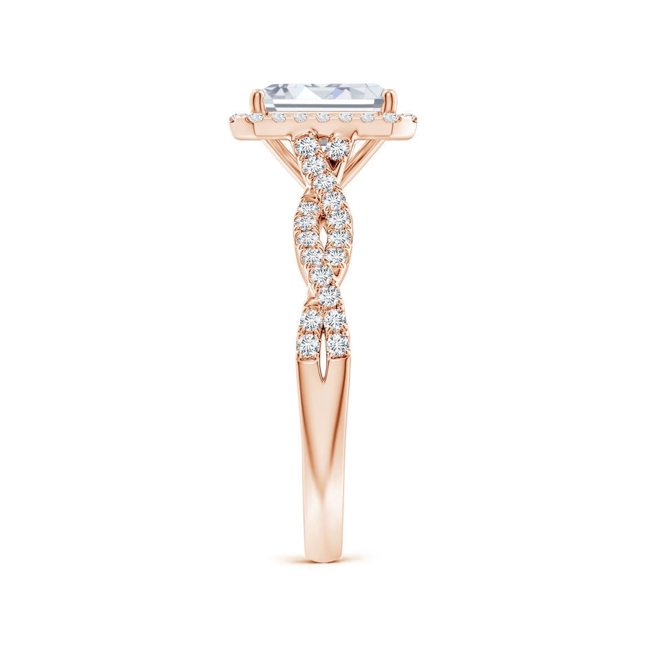 7.5x5.5mm FGVS Lab-Grown Emerald-Cut Diamond Halo Twisted Shank Engagement Ring in Rose Gold side 299