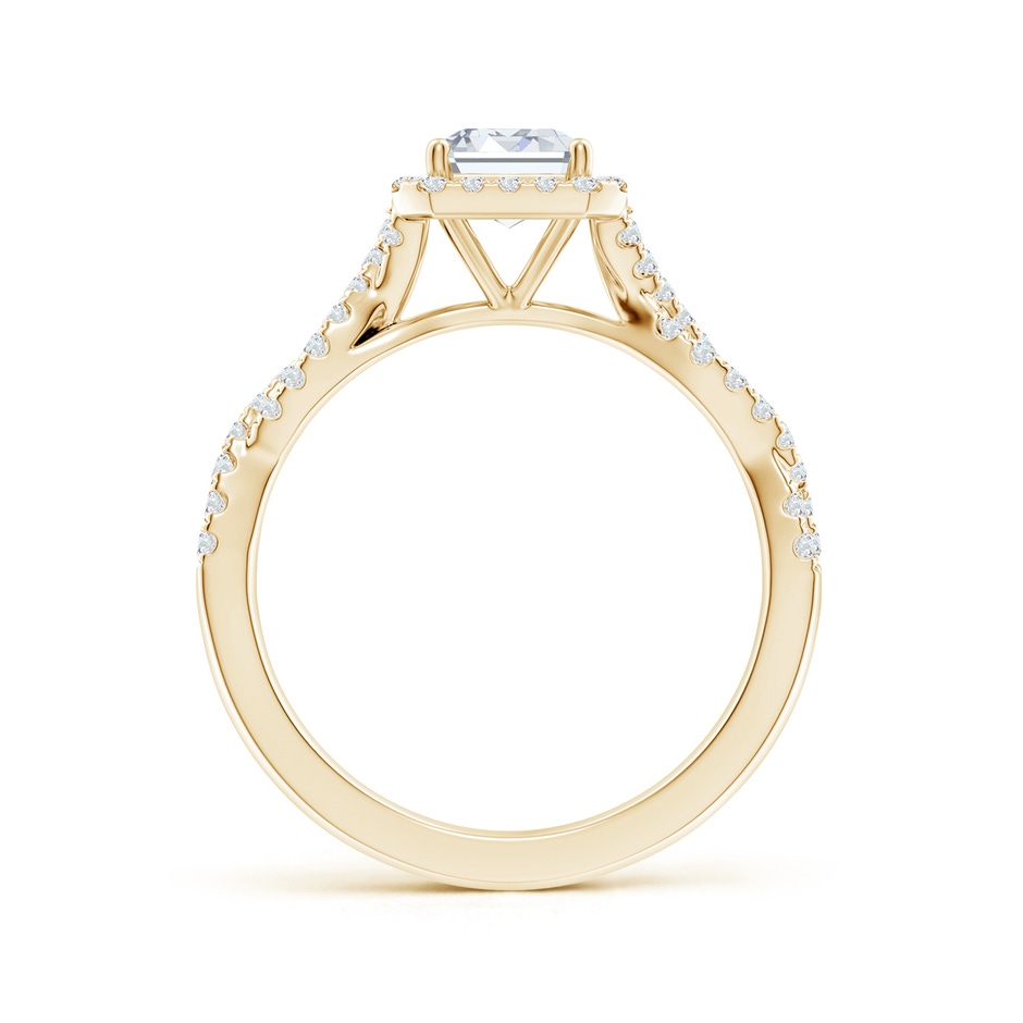 7.5x5.5mm FGVS Lab-Grown Emerald-Cut Diamond Halo Twisted Shank Engagement Ring in Yellow Gold side 199