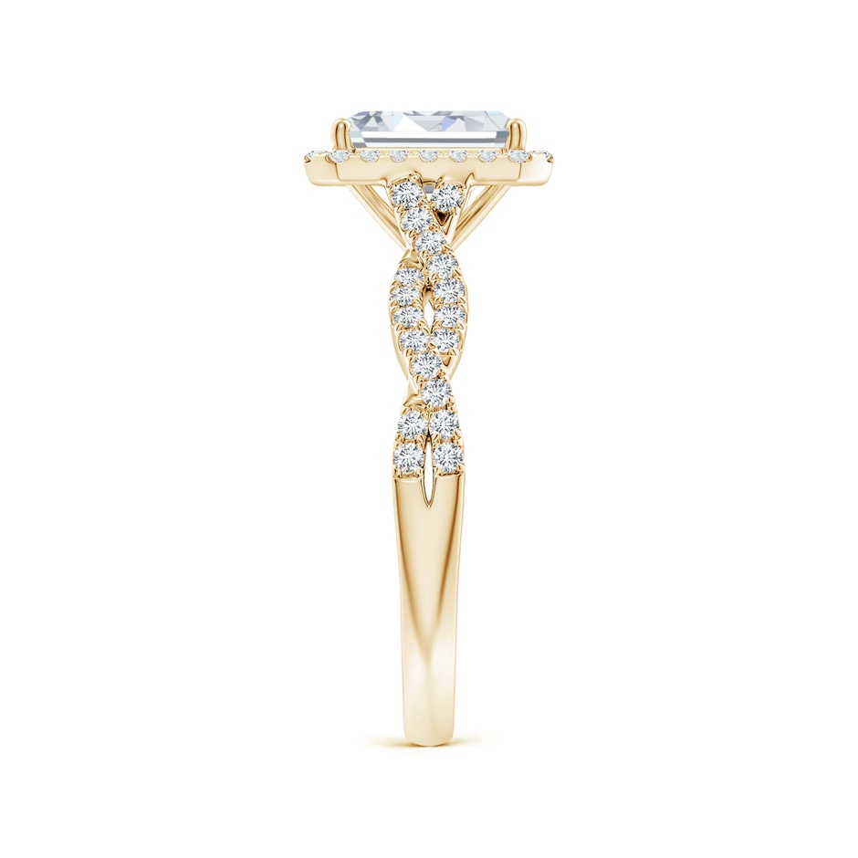 7.5x5.5mm FGVS Lab-Grown Emerald-Cut Diamond Halo Twisted Shank Engagement Ring in Yellow Gold side 299