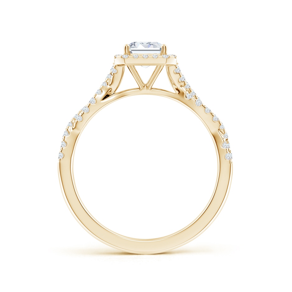 7x5mm FGVS Lab-Grown Emerald-Cut Diamond Halo Twisted Shank Engagement Ring in Yellow Gold side 199