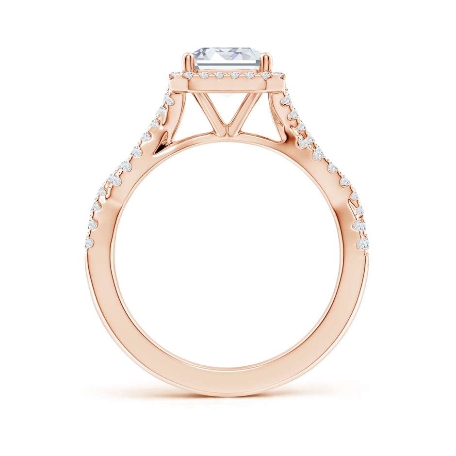 8.5x6.5mm FGVS Lab-Grown Emerald-Cut Diamond Halo Twisted Shank Engagement Ring in 18K Rose Gold side 199