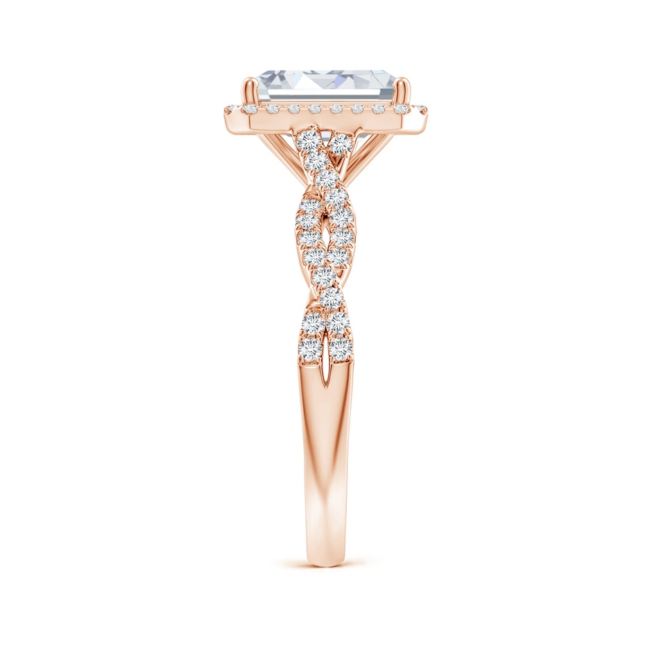 8.5x6.5mm FGVS Lab-Grown Emerald-Cut Diamond Halo Twisted Shank Engagement Ring in 18K Rose Gold side 299