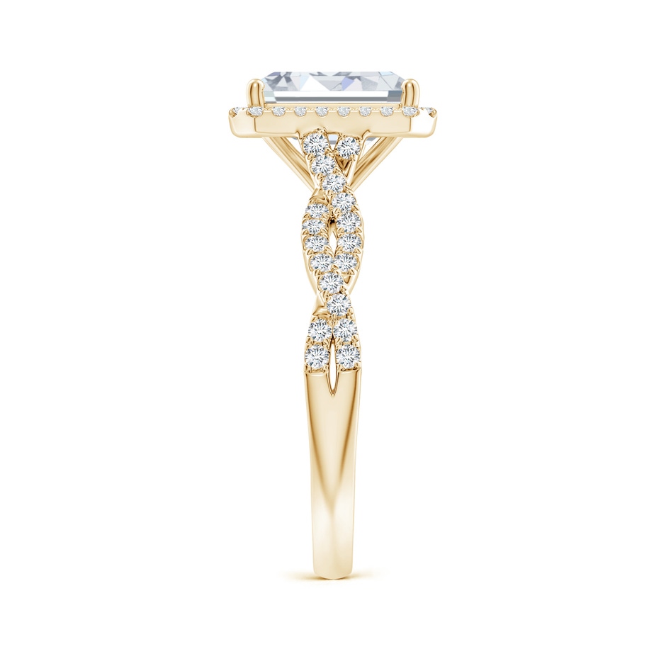 8.5x6.5mm FGVS Lab-Grown Emerald-Cut Diamond Halo Twisted Shank Engagement Ring in 18K Yellow Gold side 299
