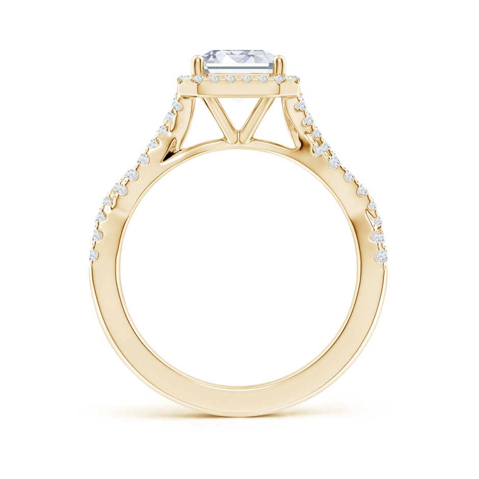 8.5x6.5mm FGVS Lab-Grown Emerald-Cut Diamond Halo Twisted Shank Engagement Ring in Yellow Gold side 199
