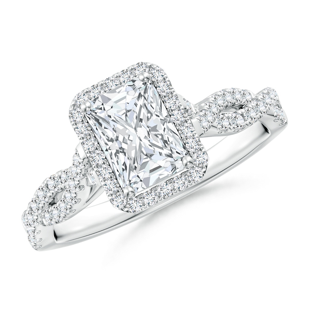 7x5mm FGVS Lab-Grown Radiant-Cut Diamond Halo Twisted Shank Engagement Ring in White Gold
