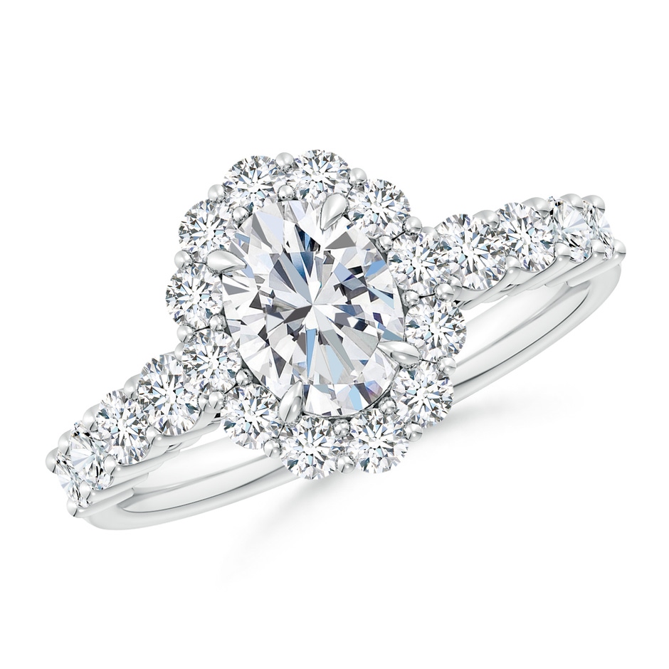 7.7x5.7mm FGVS Lab-Grown Oval Diamond Floral Halo Engagement Ring in P950 Platinum 