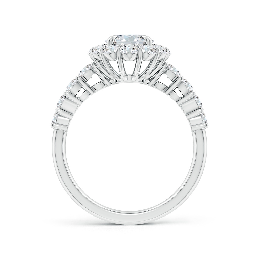 8.5x6.5mm FGVS Lab-Grown Oval Diamond Floral Halo Engagement Ring in P950 Platinum Side 199
