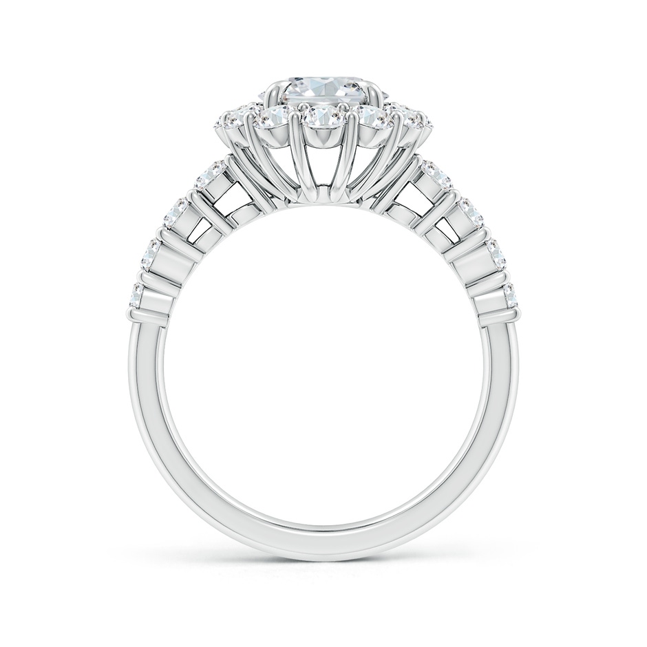 9x7mm FGVS Lab-Grown Oval Diamond Floral Halo Engagement Ring in 18K White Gold side 199